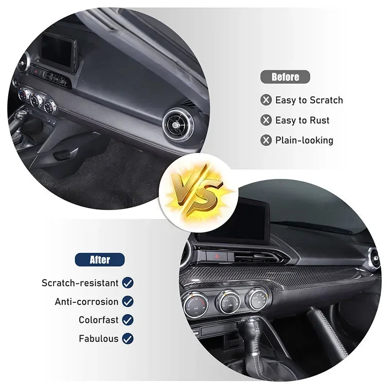 Ægte kulfiber centerkonsoldæksel til Mazda MX5 2016