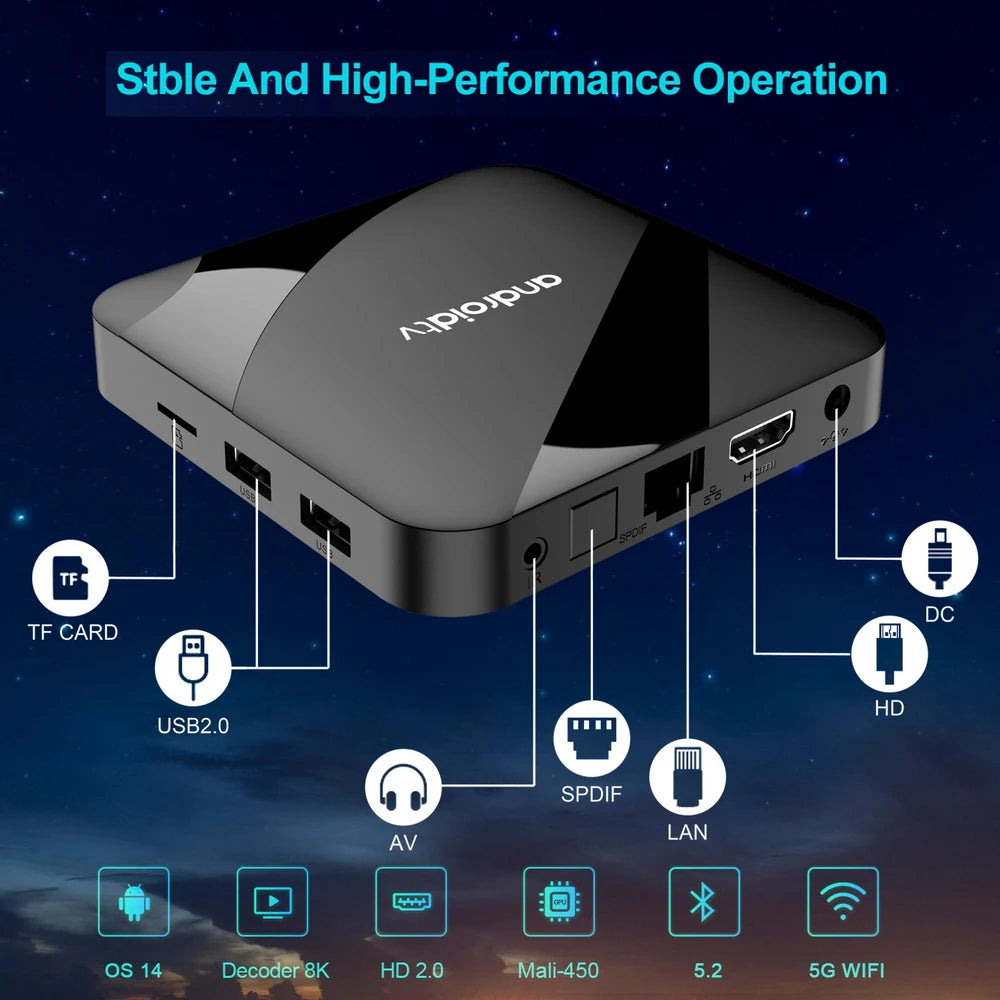 Android 14 TV Box S905W2 Quad Core - 8K And 4K Streaming