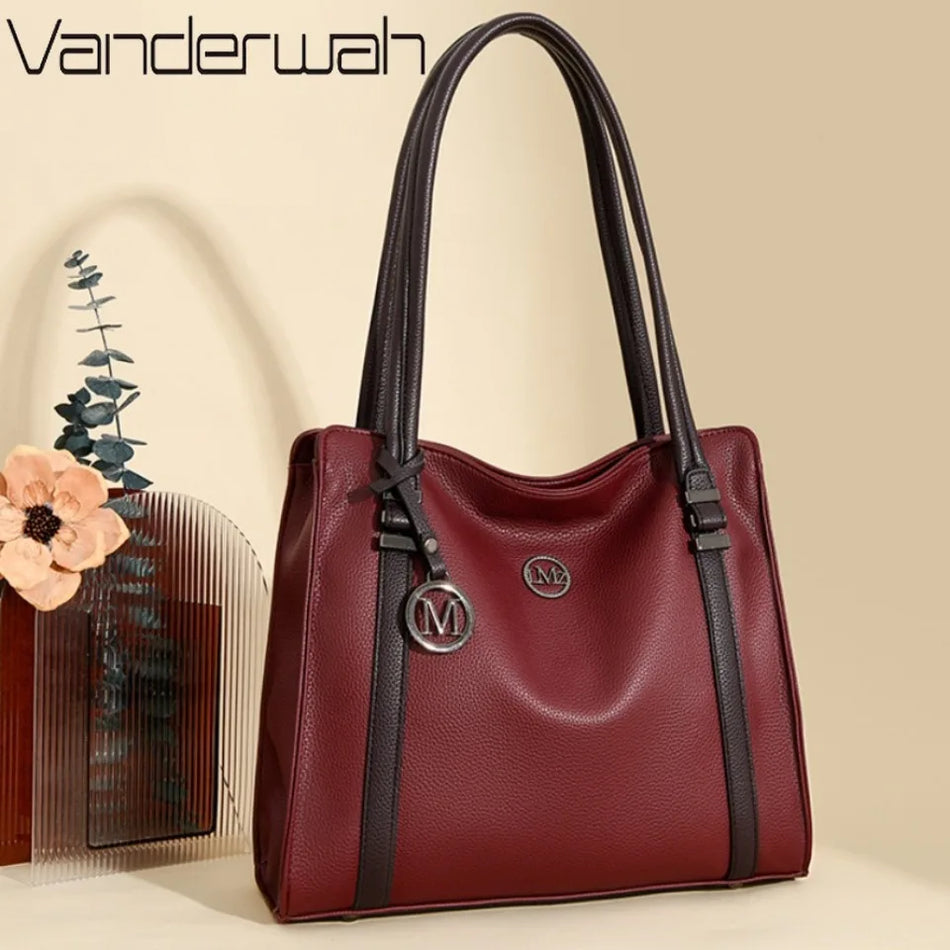 Borse di Lusso in Morbida Pelle per Donna, Borsa a Spalla di Design con Grande Capacità