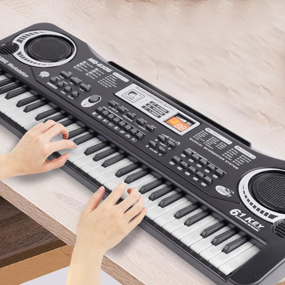 🟠 Kids Electronic Piano Keyboard Portable 61 Keys Organ with Microphone Education Toys Musical Instrument Gift for Child Beginner