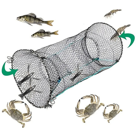 Portable Foldable Crab Trap Net for Fishing - Collapsible Shrimp &amp; Lobster Cage