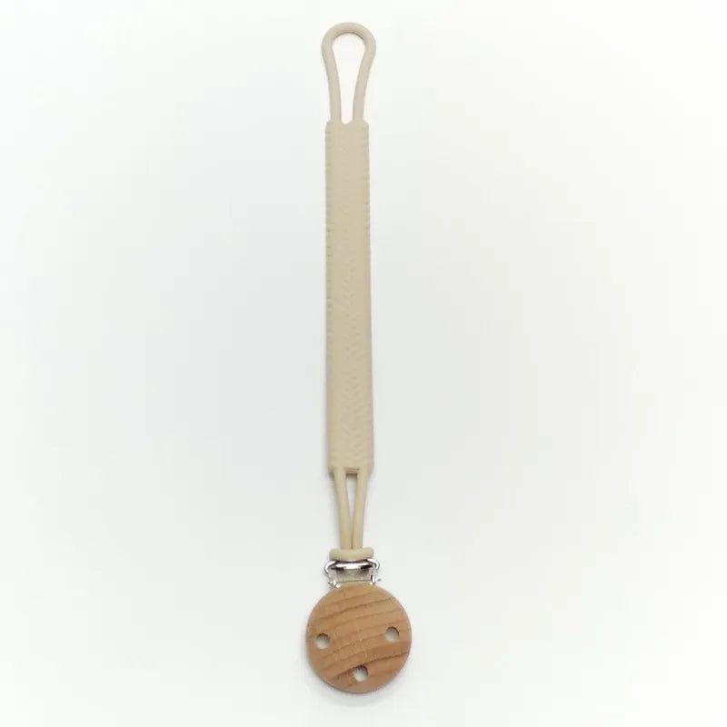 Baby Silicone Teether Chain &ndash; Anti-Drop Design for Pacifiers Beige
