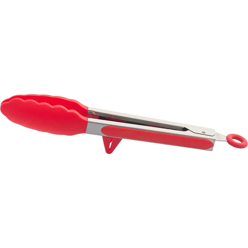 Silicone Non-Slip Cooking Tongs &ndash; Eco-Friendly Stainless Steel Grip Red