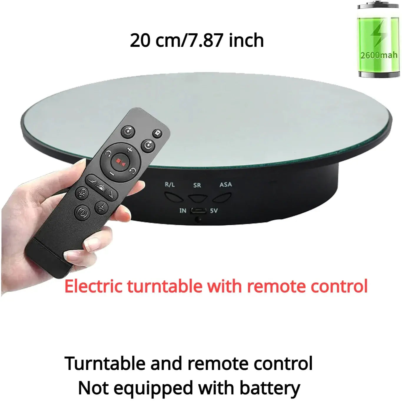 7.87 Inch 360 Degree Electric Rotating Stand with Remote Control for ...