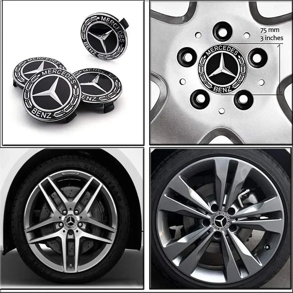 4PCS 75MM Car Hub Center Cover &ndash; Premium Mercedes Benz Emblem Design
