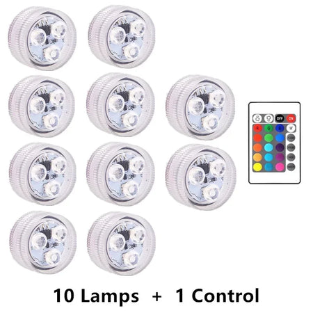 3LED Submersible Pool Lights With Remote &ndash; Color Changing Lamp 10 Controller 1