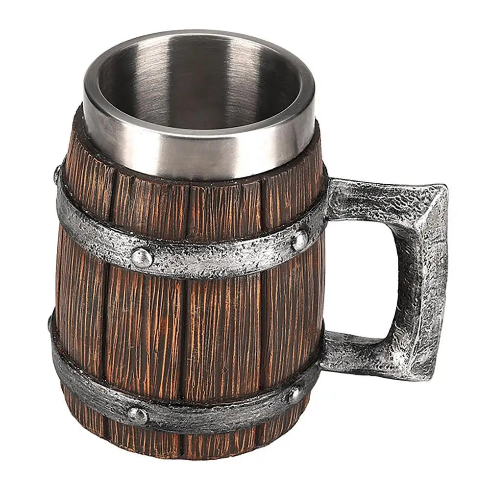 Viking Wooden Barrel Beer Mug - Stainless Steel 900ml 02 / CN / 600ml