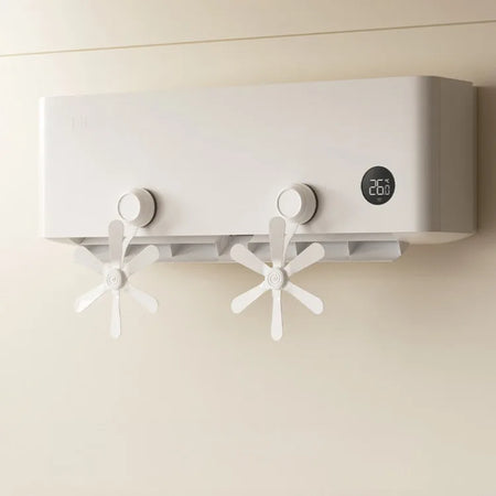 Suction Cup Wall Mounted Air Conditioning Fan - Windproof &amp; Adjustable Airflow White 2pcs