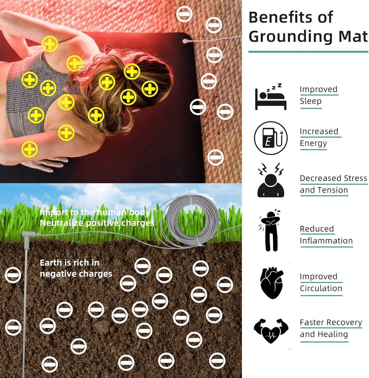 25X68CM Universal Feet Grounding Mats &ndash; Better Sleep Support