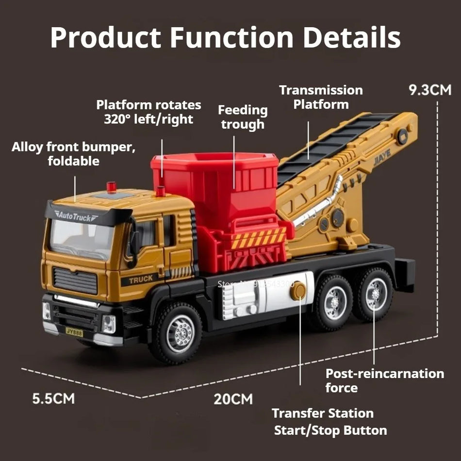 Model de Camion de Transport cu Nisip din aliaj 1:32 cu Uși Deschise și Funcție de Înapoiere