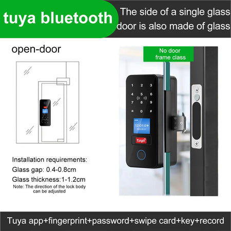 Tuya App Glass Door Lock &ndash; Biometric Bluetooth Unlock B13-Single open