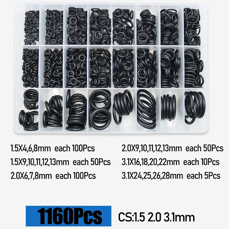3230p Rubber O Ring Sealing Washer &ndash; Oil Resistant Durable Seal 1160pcs / Metric