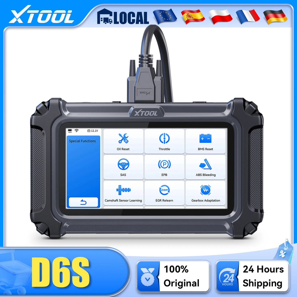 XTOOL D6S Scanner OBD2, Ferramenta de Diagnóstico Automotivo de Todos os Sistemas com 30 Redefinições