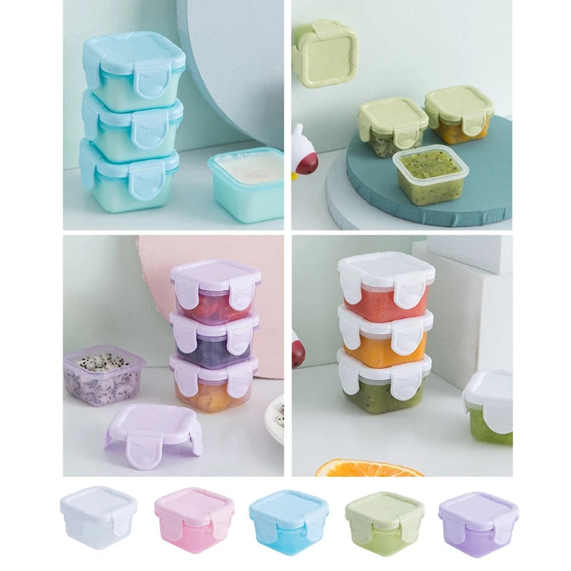 Set of 4 Baby Newborn Food Storage Containers - 6 Colors, 60ml, BPA Free