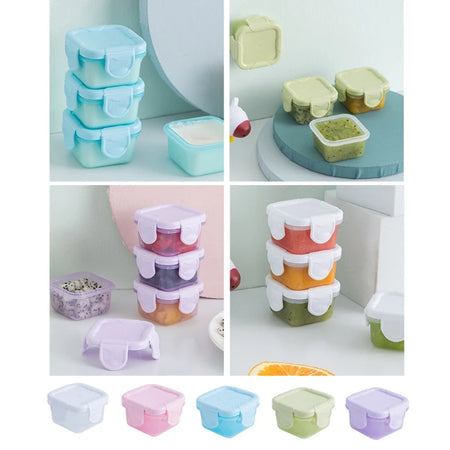 Set of 4 Baby Newborn Food Storage Containers - 6 Colors, 60ml, BPA Free