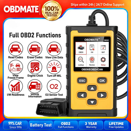 OBD2 Scanner Code Reader Check Engine Light Car Diagnostic Tool Read Clear Fault Codes Full OBD2 Functions 2026 by InterCyprus Trading Ltd