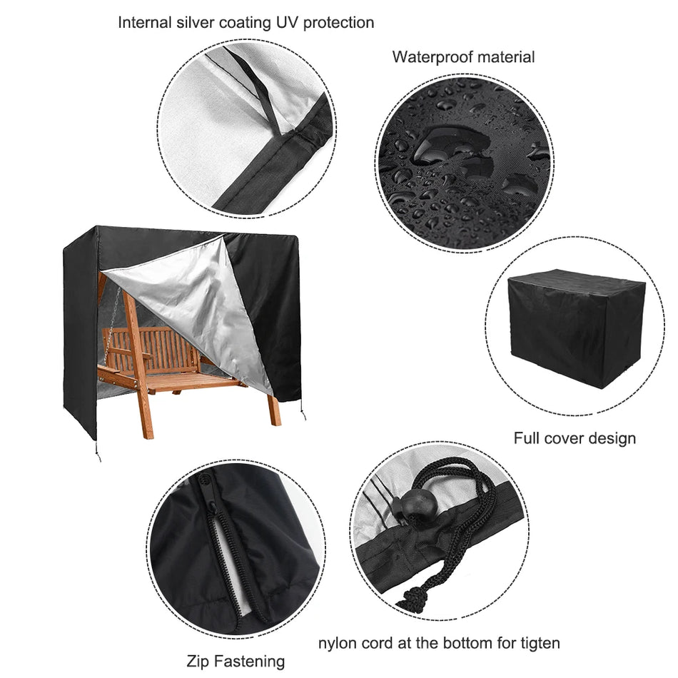 Sedia a dondolo da giardino esterno con copertura impermeabile in poliestere