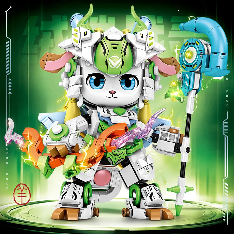 Panda Zodiac Building Blocks Gift Set &ndash; 12-in-1 Figures Sheep / with box / CHINA