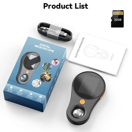 2.0 Inch 500X Digital Microscope 1080P - 2.0 Inch IPS HD Black With 32G Card / 500X