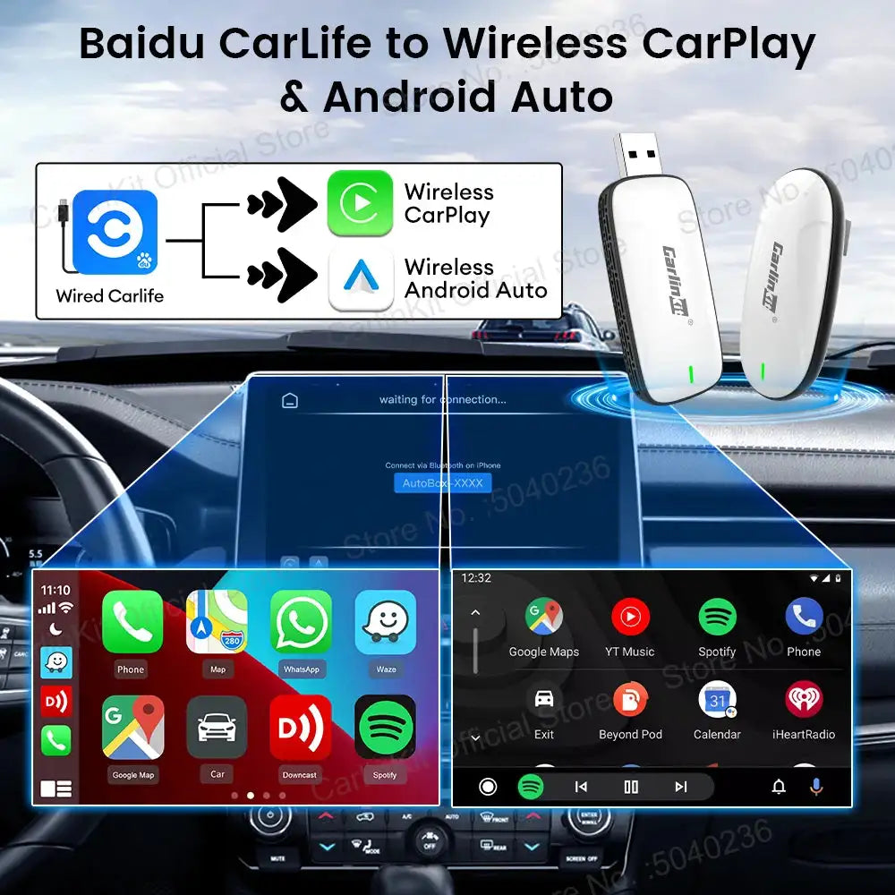 CarLife To CarPlay Android Auto 2in1 Adapter Baidu CarLife