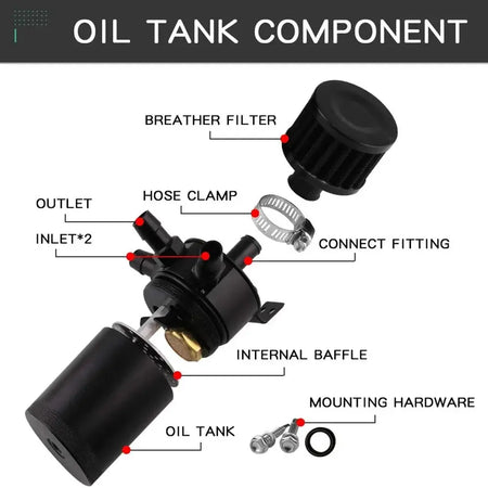 Universal Car Racing Baffled Aluminum 2-Port/3-Port Oil Catch Can Tank Reservoir Separator by InterCyprus Trading Ltd