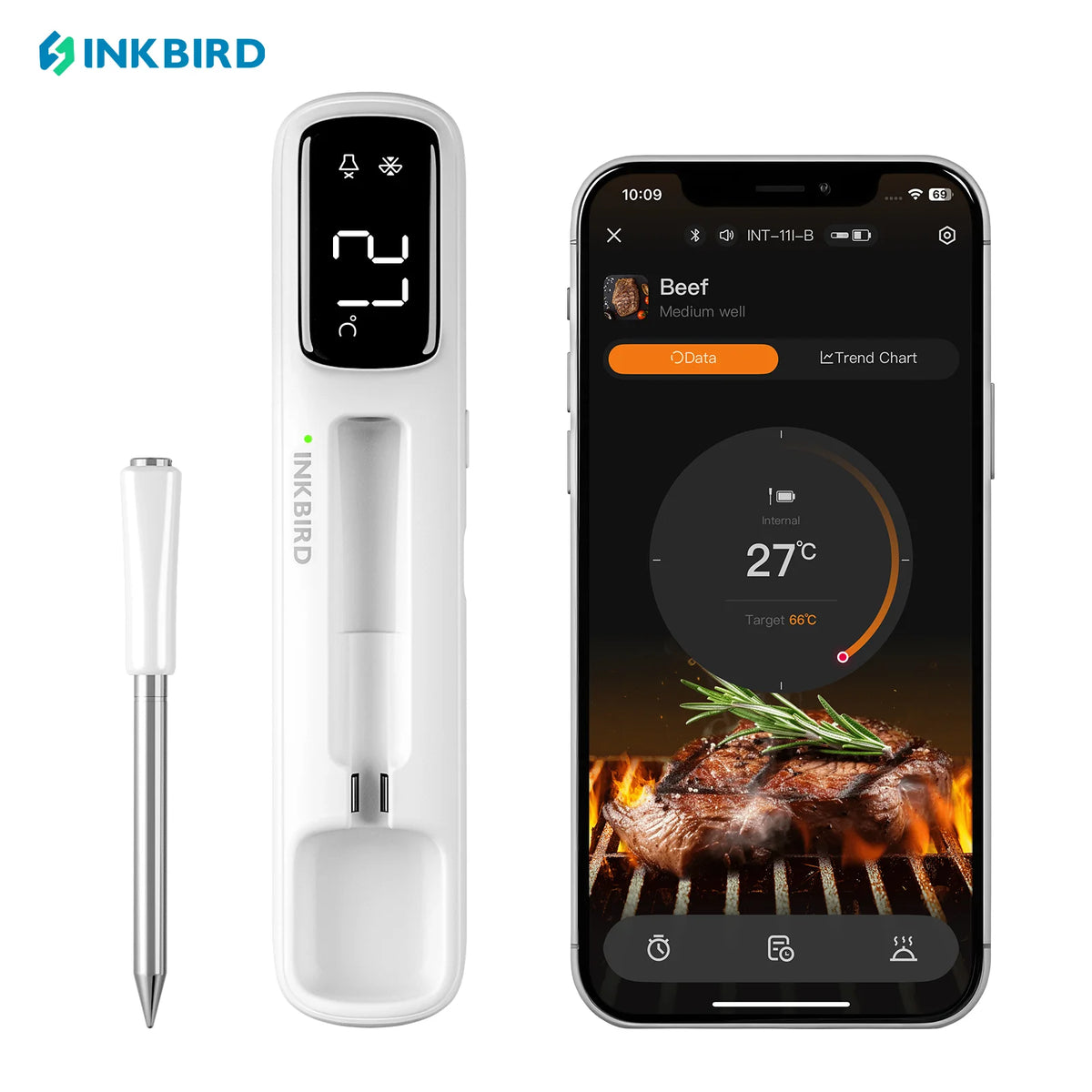 INKBIRD INT-11I-B Mini Wireless Meat Thermometer &ndash; Fast Read