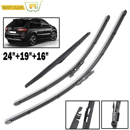 Misima Windshield Windscreen Wiper Blades For Renault Koleos 2008 2009 2010 2011 2012 2013 2014 2015 Front Rear Window 24"19"16" by InterCyprus Trading Ltd