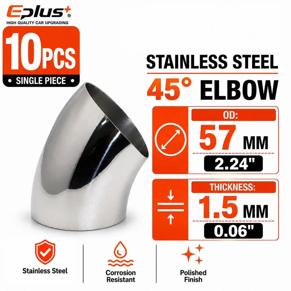 10PCS Universal Stainless Steel 45 Degree Elbow Pipe Polished Weld‑On Pipe Fitting Bend Tube for Car Exhaust Muffler Replacement by InterCyprus Trading Ltd