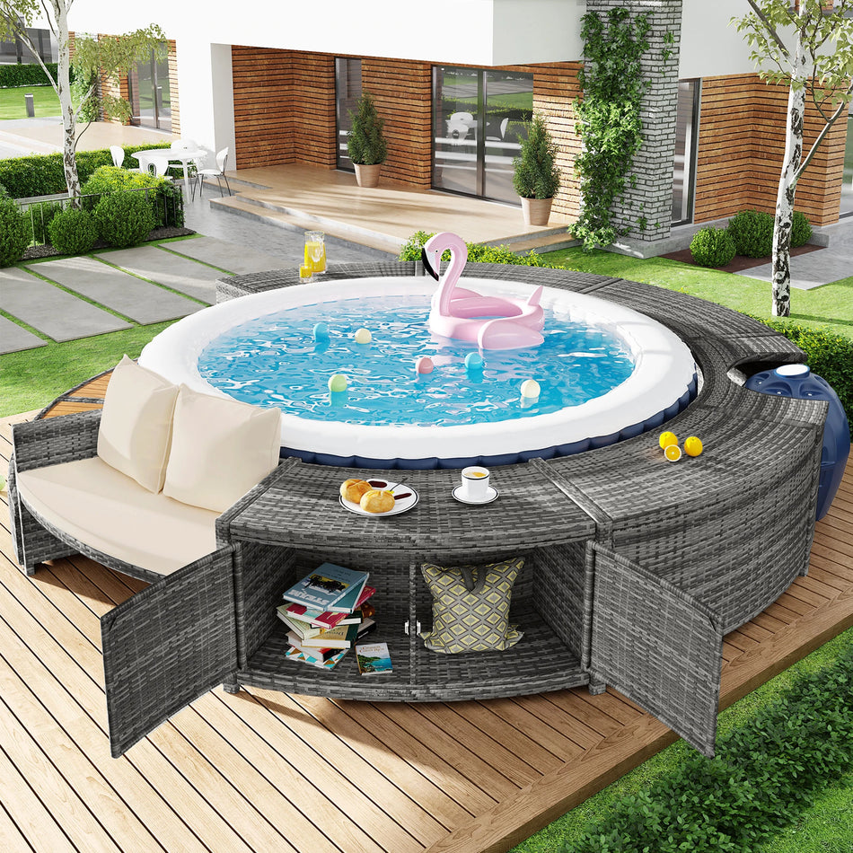 Garden Lounge Round Couch For Pool And Whirlpool Cushions