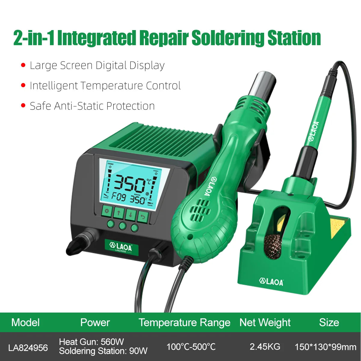 LAOA Repair Soldering Station 90W &ndash; Adjustable Temp LED LA824956