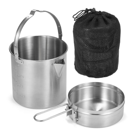 Stainless Steel Camping Kettle 1L &ndash; Foldable Handle