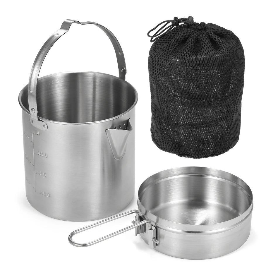 Stainless Steel Camping Kettle 1L &ndash; Foldable Handle