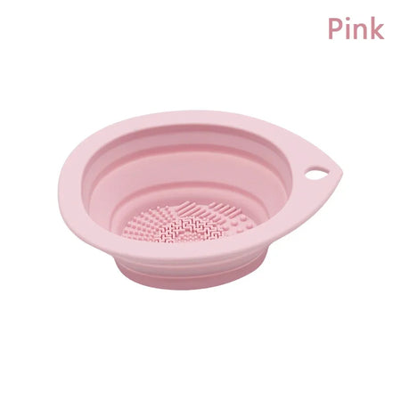 Foldable Silicone Makeup Brush Cleaner &amp; Cosmetic Scrubber Pink