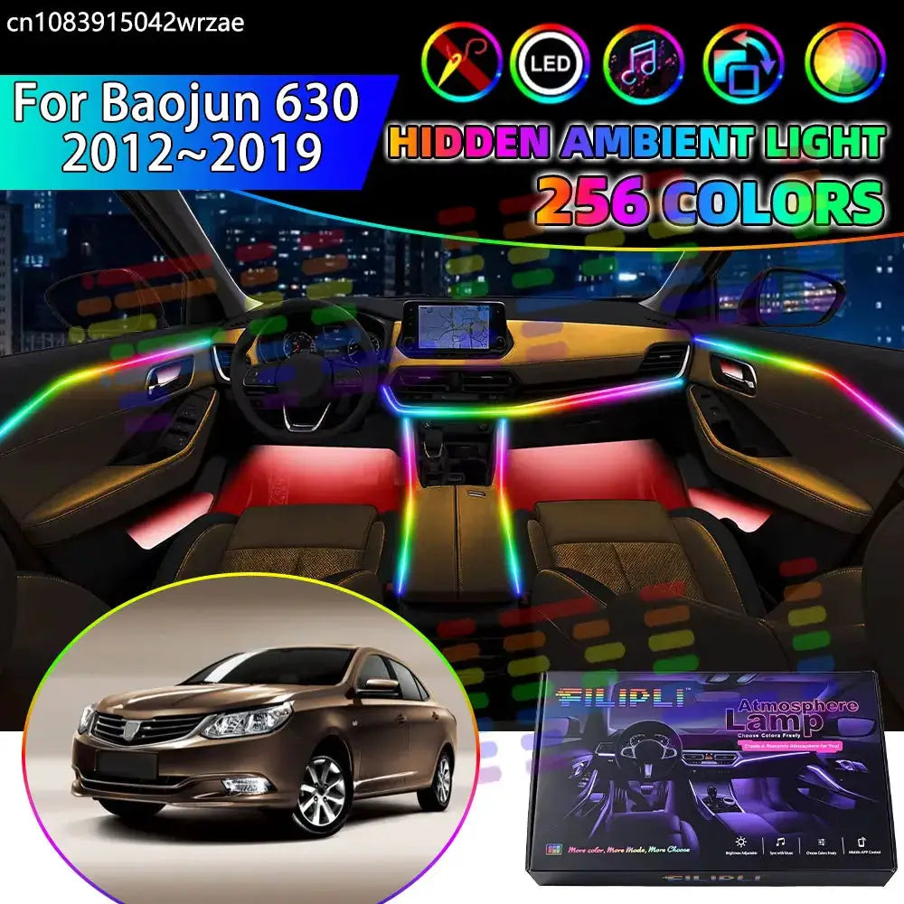 For Baojun 630 2012~2019 610 2013 2014 2015 RGB Car Interior Ambient Lights Strips Breathing Lighting Kit App Control LED strips by InterCyprus Trading Ltd