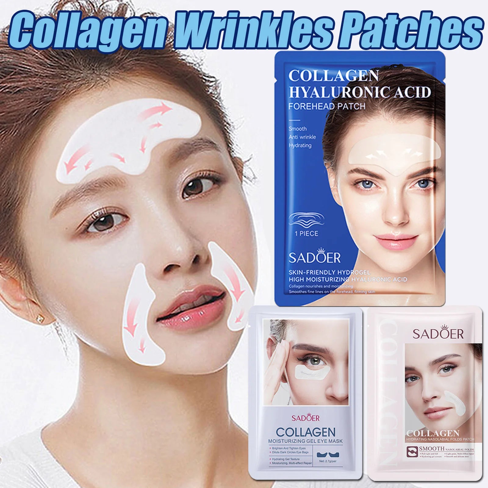 10pcs Hyaluronic Acid Collagen Face Mask for Moisturizing &amp; Firming Skin