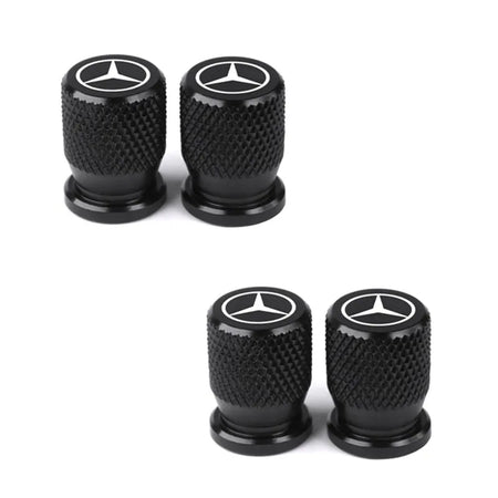 Mercedes Benz Tire Valve Caps &ndash; 4pcs Aluminum Airtight Covers for B/C/E/S Class, A Class, C200L, GLC, GLK, CLA, GLA Black