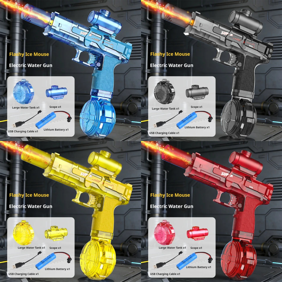 Pistolet à eau électrique avec grande capacité, blaster automatique pour enfants en extérieur