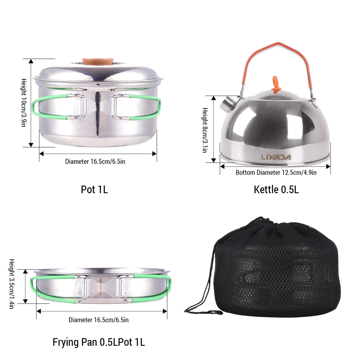 LIXADA Collapsible Camping Cookware &ndash; Ultra Lightweight