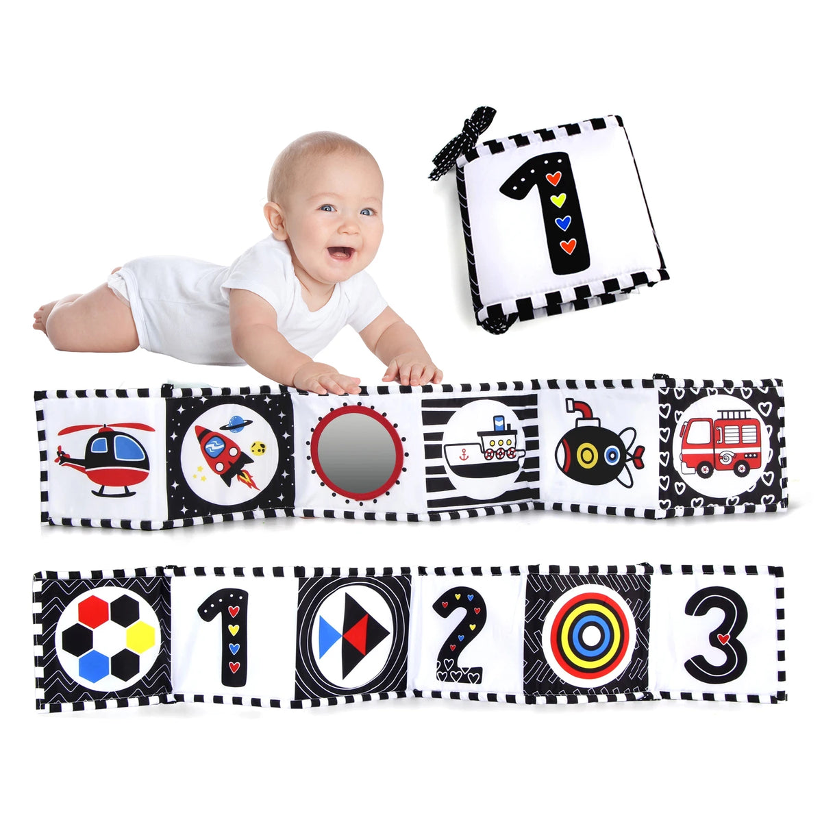 Baby Bedside Cloth Book &ndash; Develops Visual Ability for Newborns