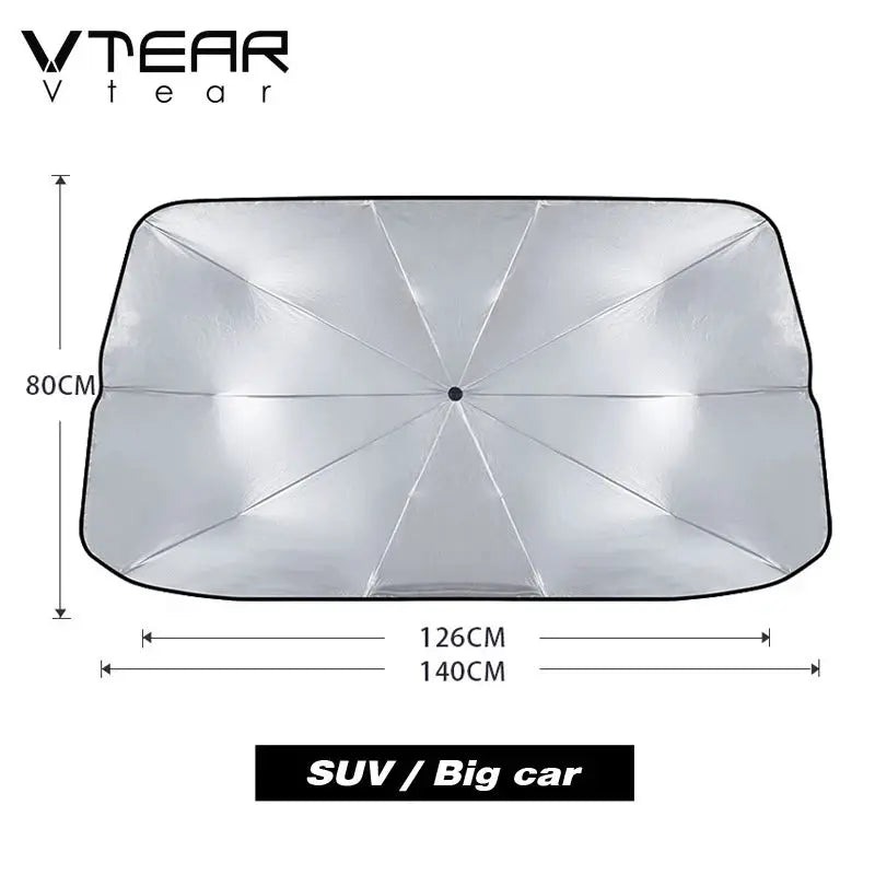 Vtear Universal Car Windshield Sun Shade Umbrella Foldable Front Window Sunshade UV Block Heat Insulation Reflective Sun Visor by InterCyprus Trading Ltd