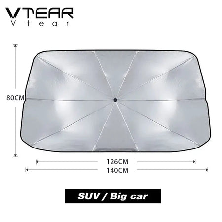 Vtear Universal Car Windshield Sun Shade Umbrella Foldable Front Window Sunshade UV Block Heat Insulation Reflective Sun Visor by InterCyprus Trading Ltd