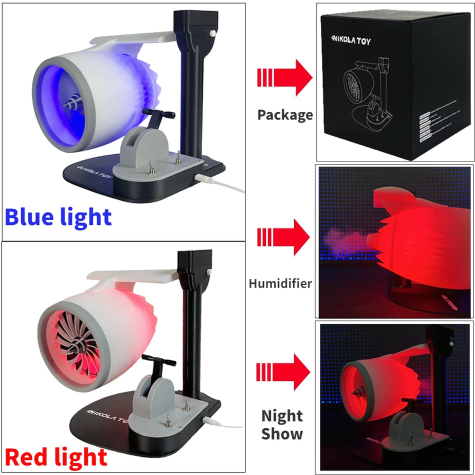 Ανεμιστήρας κινητήρα αεροπλάνου Goni JetFan με υγραντήρα και μπλε φως ουράς