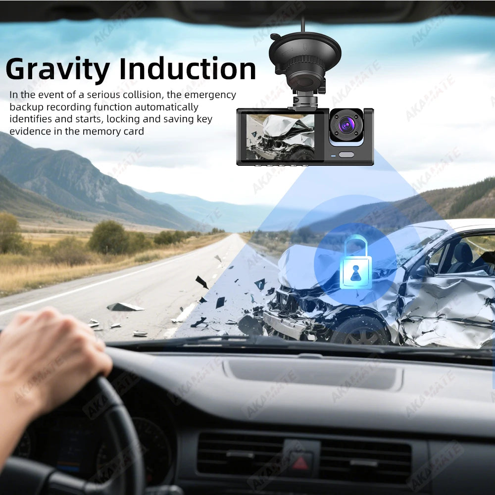 AKAMATE Car DVR 3 Camera Recorder &ndash; 1080P 3-Channel