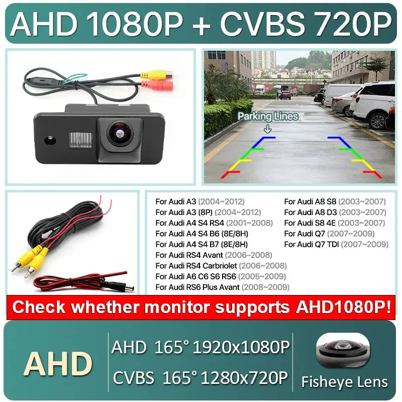 AHD 1080P Car License Plate Light Rear View Reverse Backup Camera For Audi A3 A4 A6 A8 Rs4 RS6 Q5 Q7 2001-2009 Android Unit by InterCyprus Trading Ltd