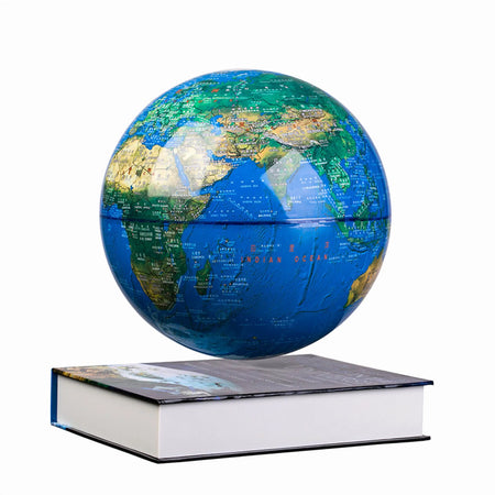 Levitating Globe with Book-Shaped Base &ndash; 360&deg; Rotating Magnetic Floating World Globe for Home Decor &amp; Educational Gift Topographic Map / UK Plug