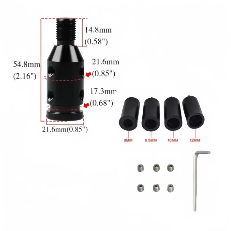 Aluminum Gear Shift Knob Adapter For Non Threaded Shifters M10x1.5 M12x1.25