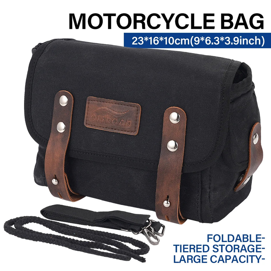 Sacoche en toile rétro pour moto, rangement à outils multi-poches