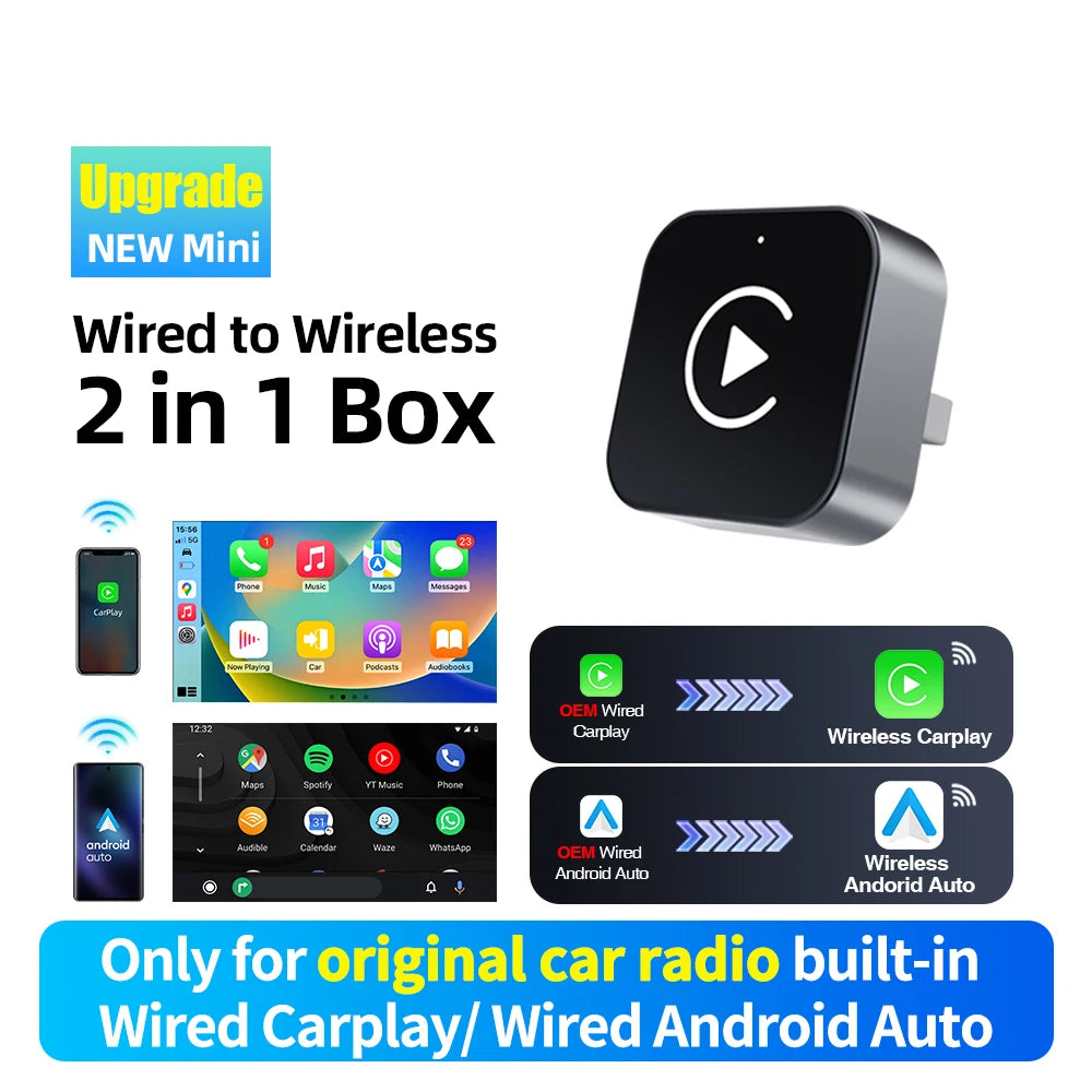 New Mini 2in1 CarPlay Android Auto Adapter &ndash; Wireless USB CP221