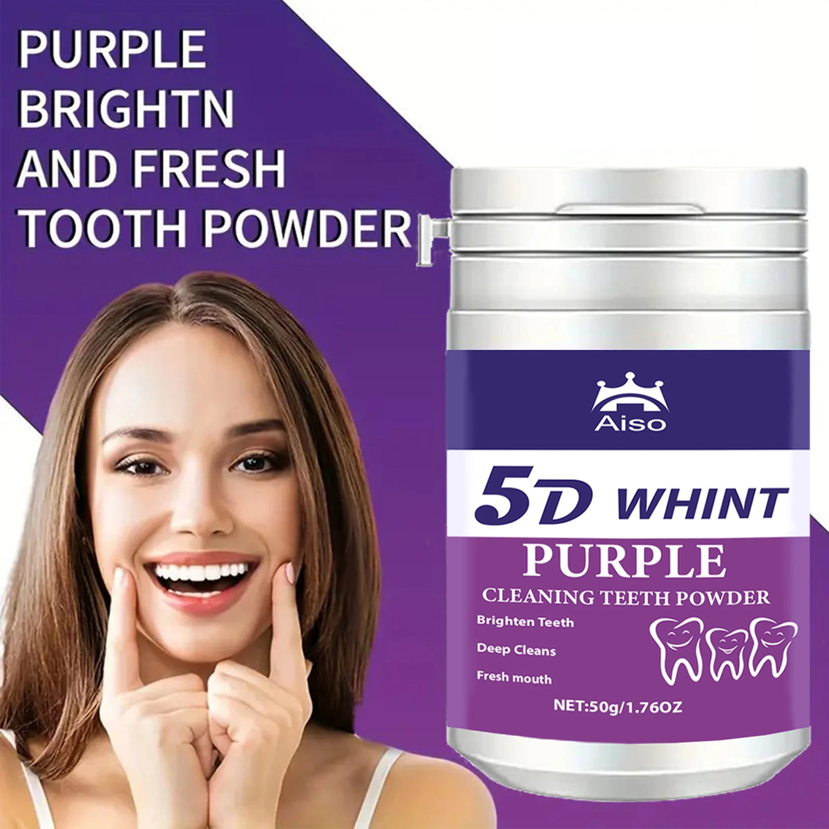 5D Purple Tooth Powder &ndash; Fresh Breath On-The-Go