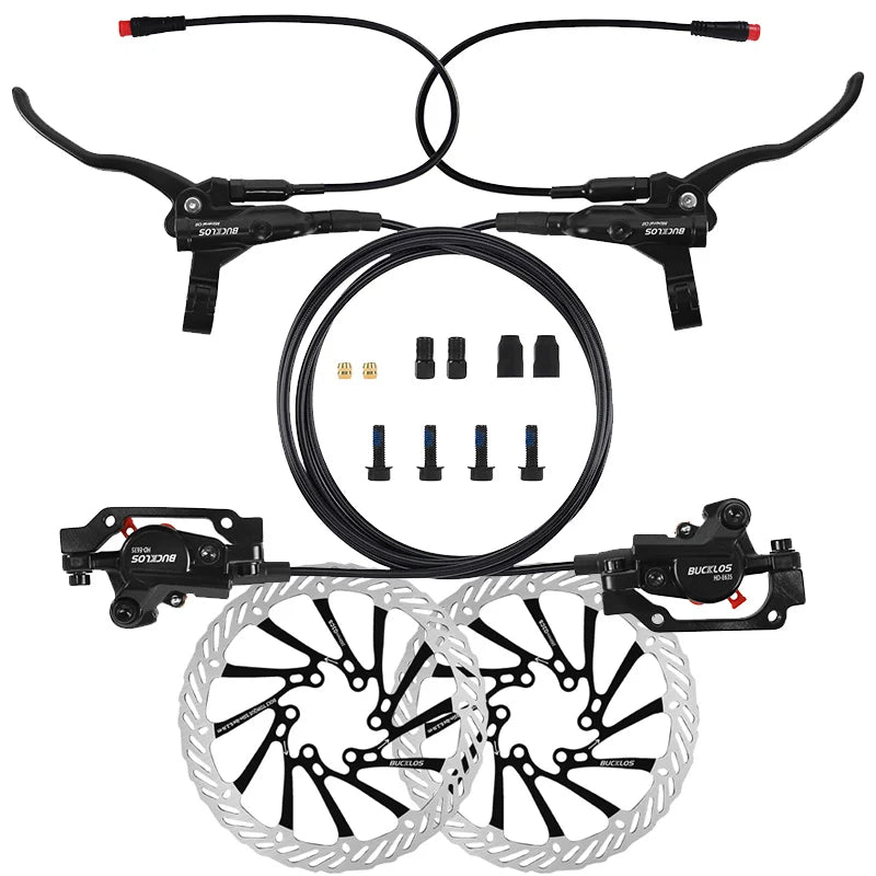 BUCKLOS Hydraulic Disc Brake Set for E-Bikes and Scooters Brakes-Rotor Black